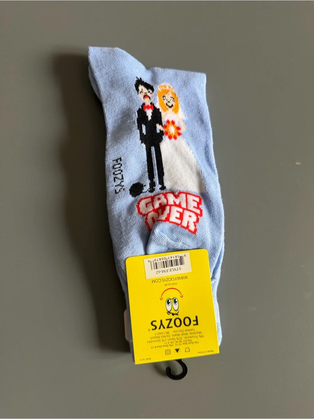 Foozys Game Over Wedding Groom Gift Crew Socks - NWT